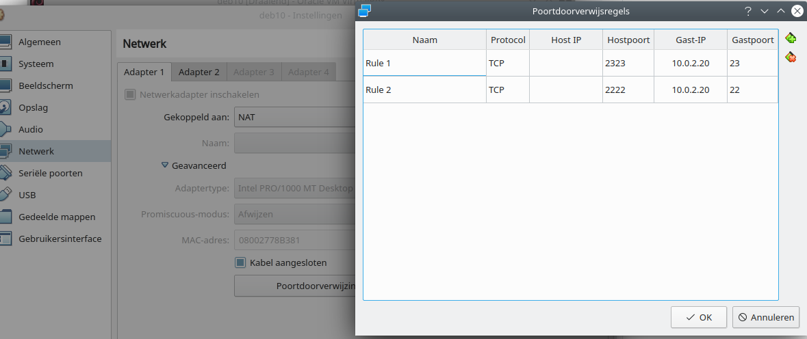 VirtualBox port forwarding