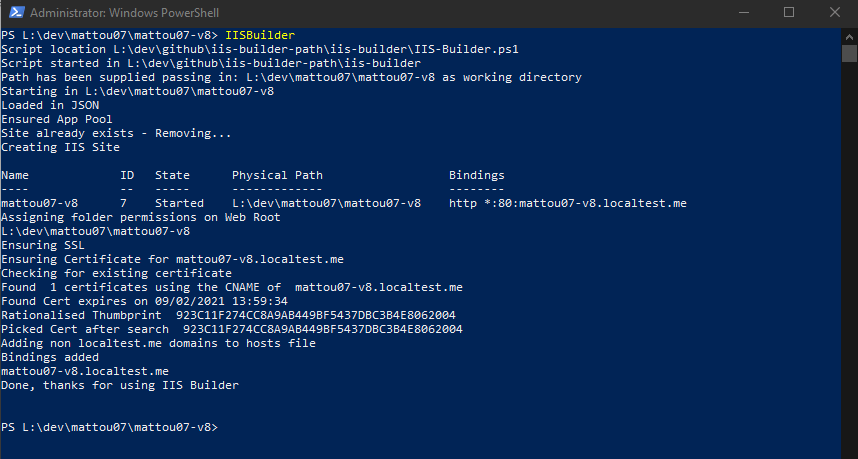 Running IISBuilder as a Powershell Alias