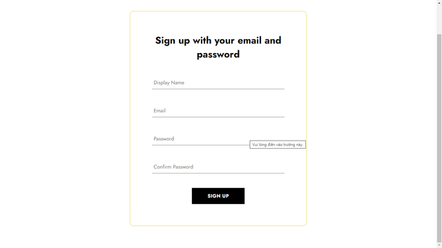 Sign up page