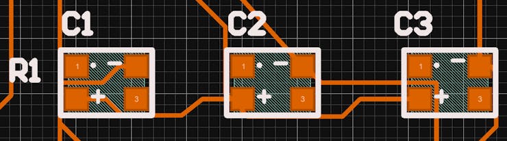 Stage 5 PCB Layout with LED Polarity Marked