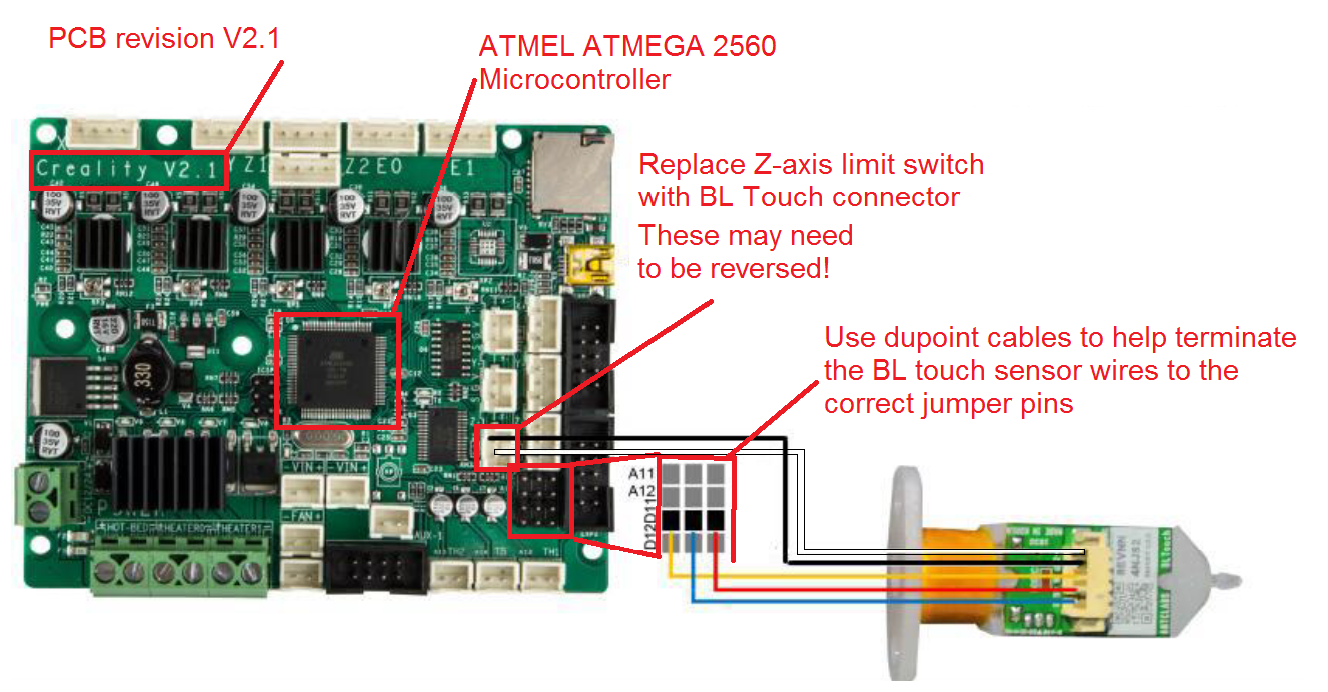 image of bltouch connection to control board