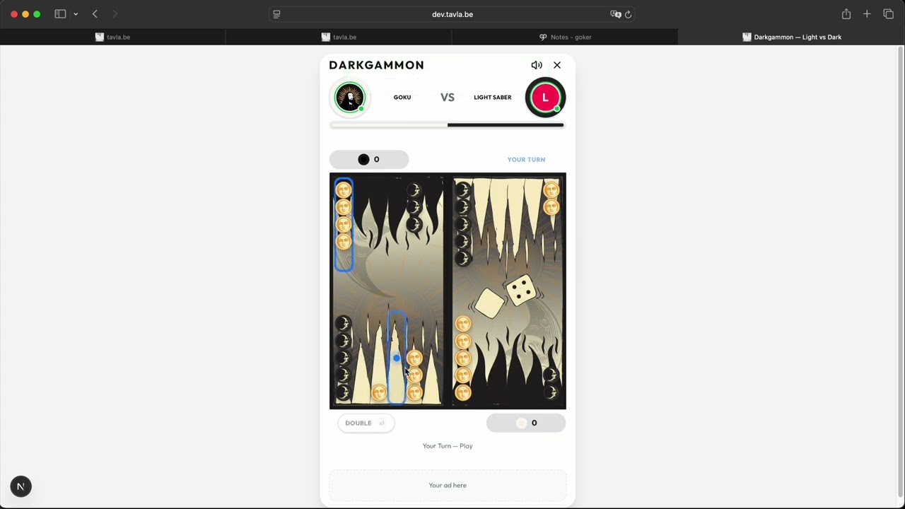 Watch the Darkgammon gameplay demo