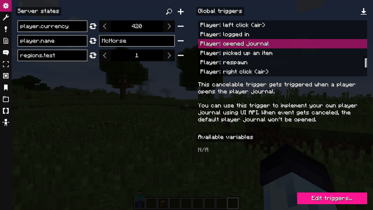 Server settings panel