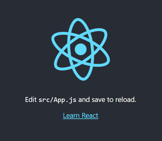 Aplicação padrão react com node rodando.