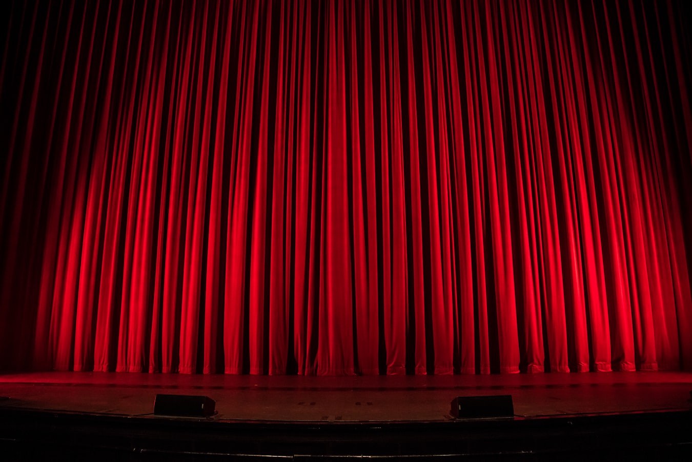 Closed red curtain