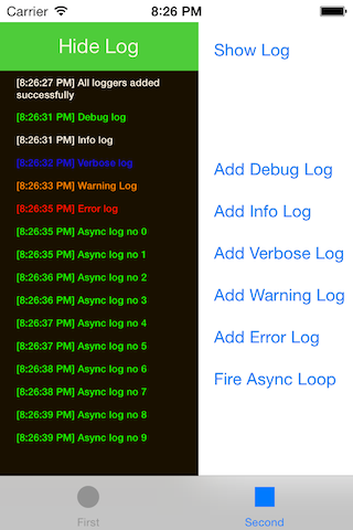 Log console in small view