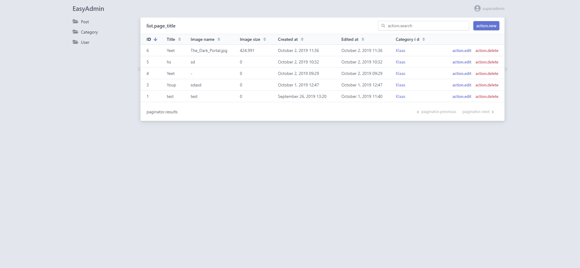 result adding Easy Admin
