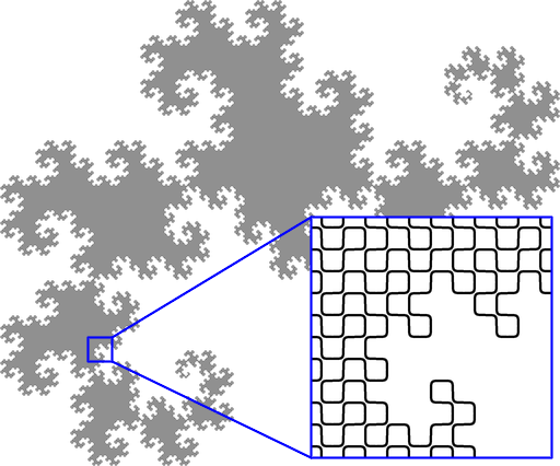 Dragon curve preview with magnified cutout