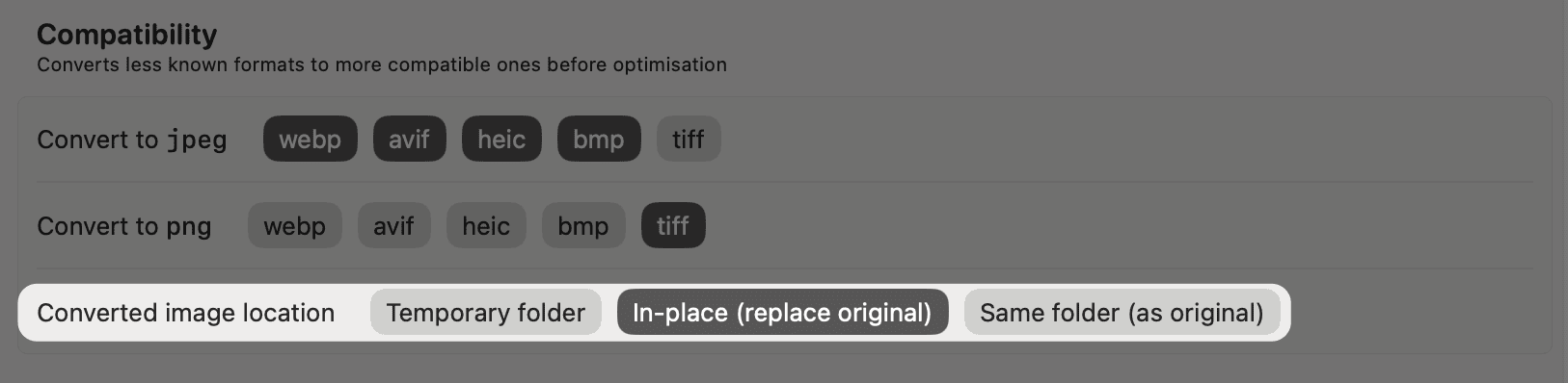 converted files location setting