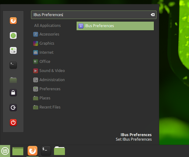 ibus-preferences on start-menu