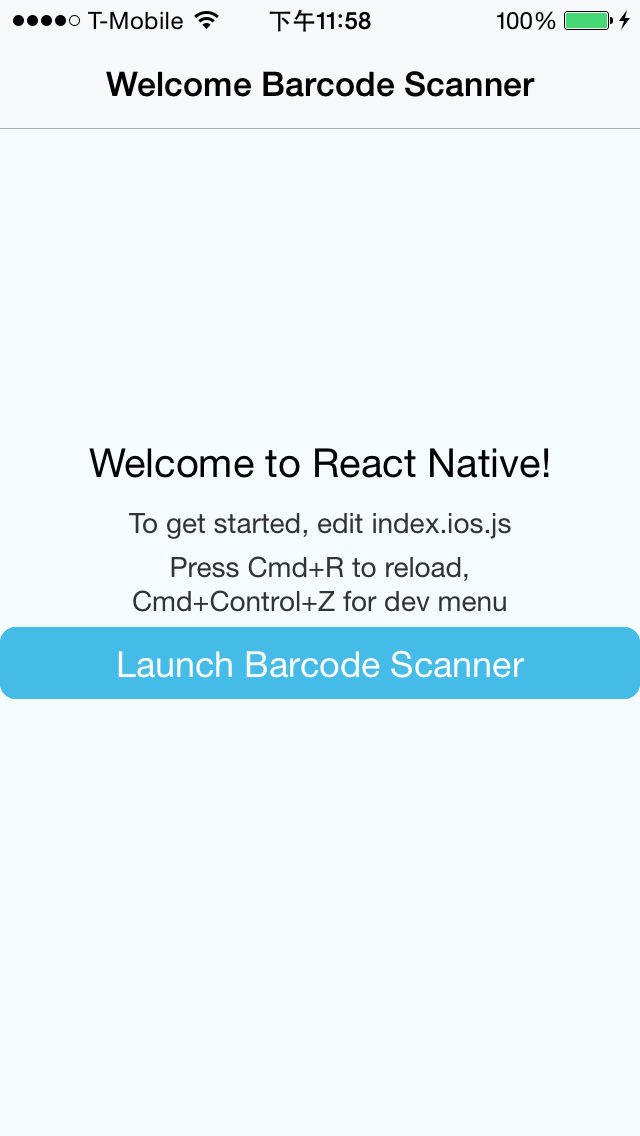 React Native Barcode Scanner - Launcher