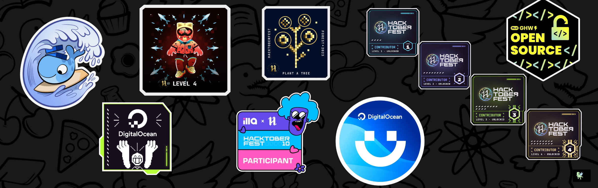 An image of @pinkelephant4's Holopin badges, which is a link to view their full Holopin profile