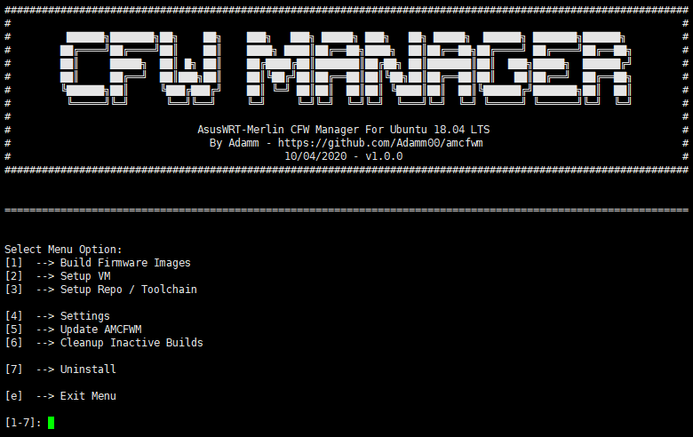 AMCFWM Menu