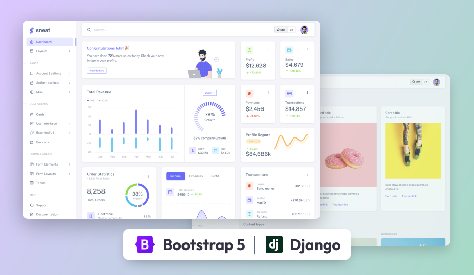 Sneat - Bootstrap 5 HTML Django Admin Template Demo Screenshot