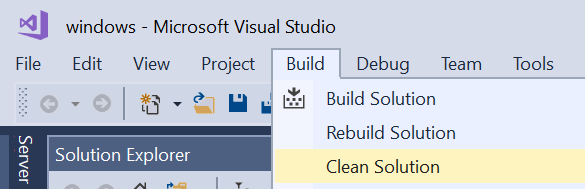 Location of the Clean Solution menu