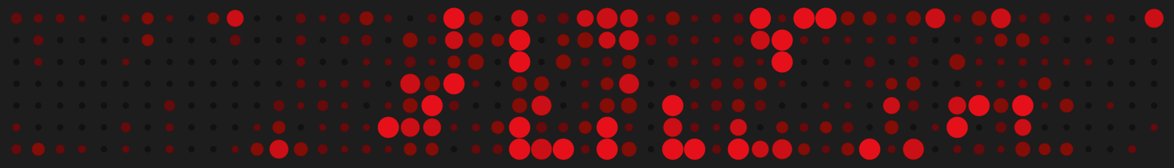 Red circles, varying size & color