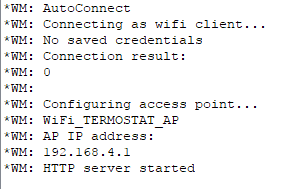 WiFi termostat - UART - spustenie WiFi managera