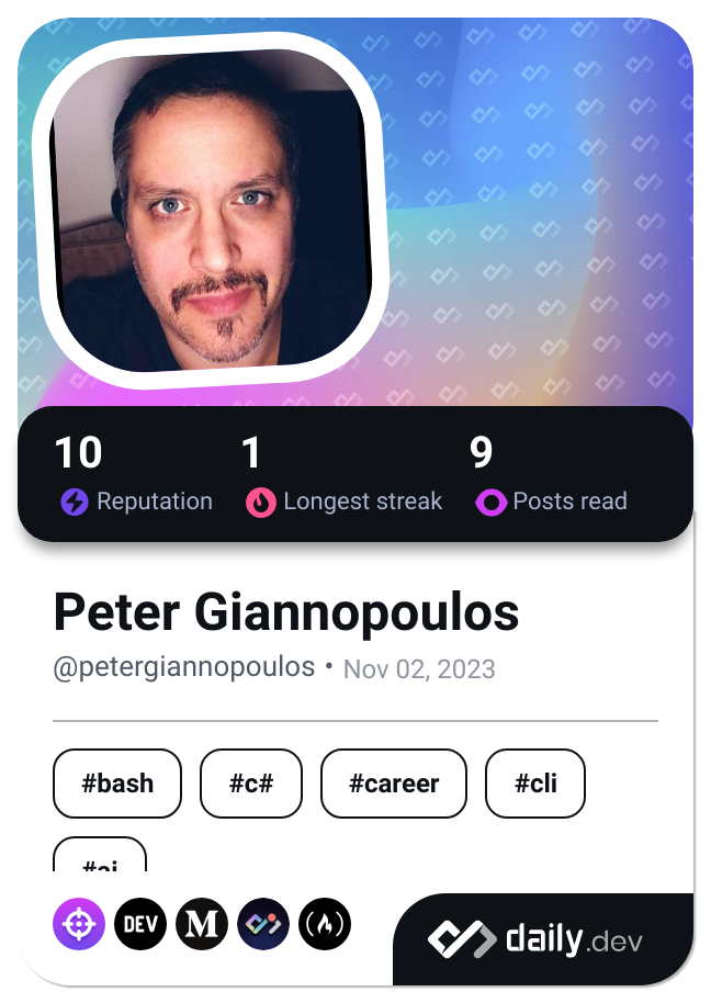 Peter Giannopoulos's Dev Card