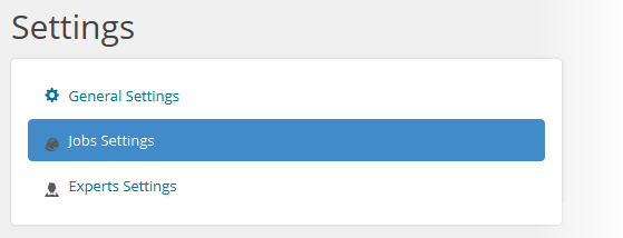 Jobs and Experts - Jobs Settings Menu