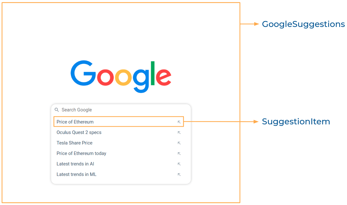 google search suggestions component structure