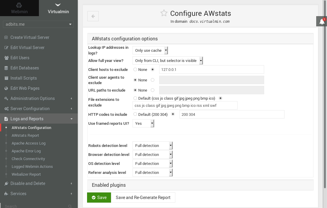 Virtualmin AWStats Configuration