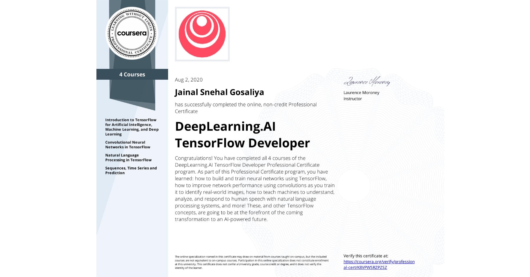 DeepLearning.AI TensorFlow Developer