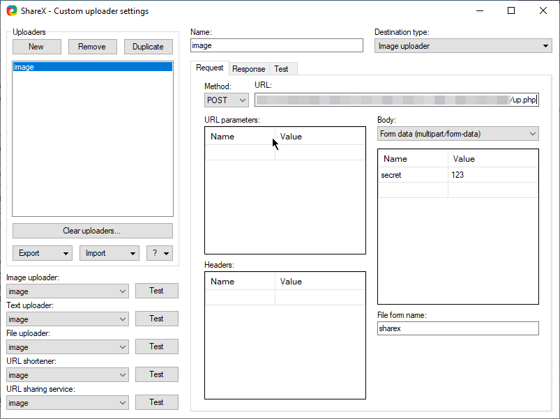 ShareX custom uploader configuration