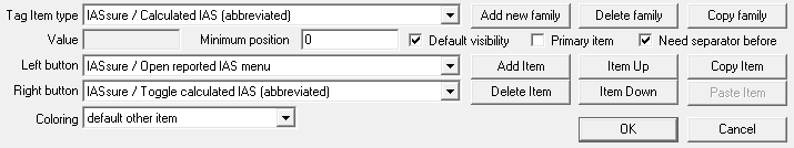 Calculated IAS (abbreviated) setup