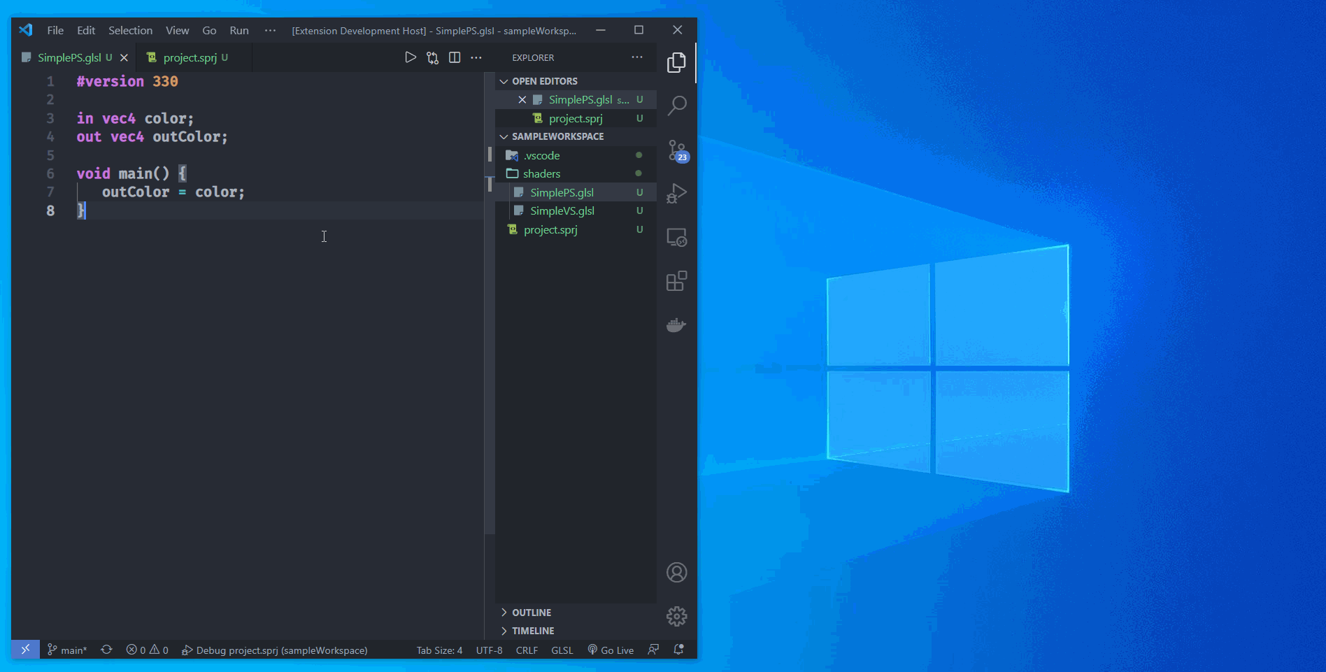 Prototyping shaders in VS Code