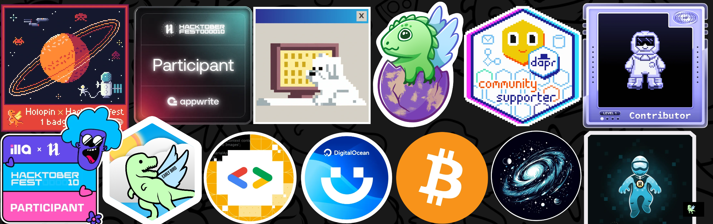 An image of @haydaramru's Holopin badges, which is a link to view their full Holopin profile