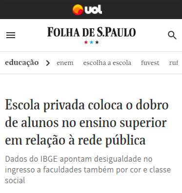 Folha, matéria sobre discrepância no ensino