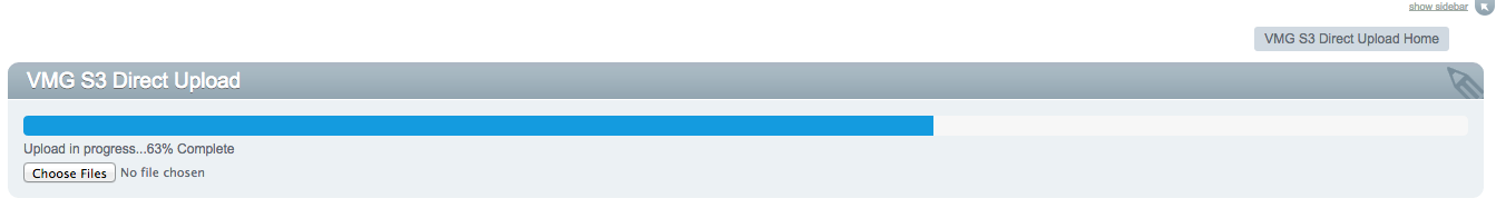 Screenshot of VMG S3 Direct Upload