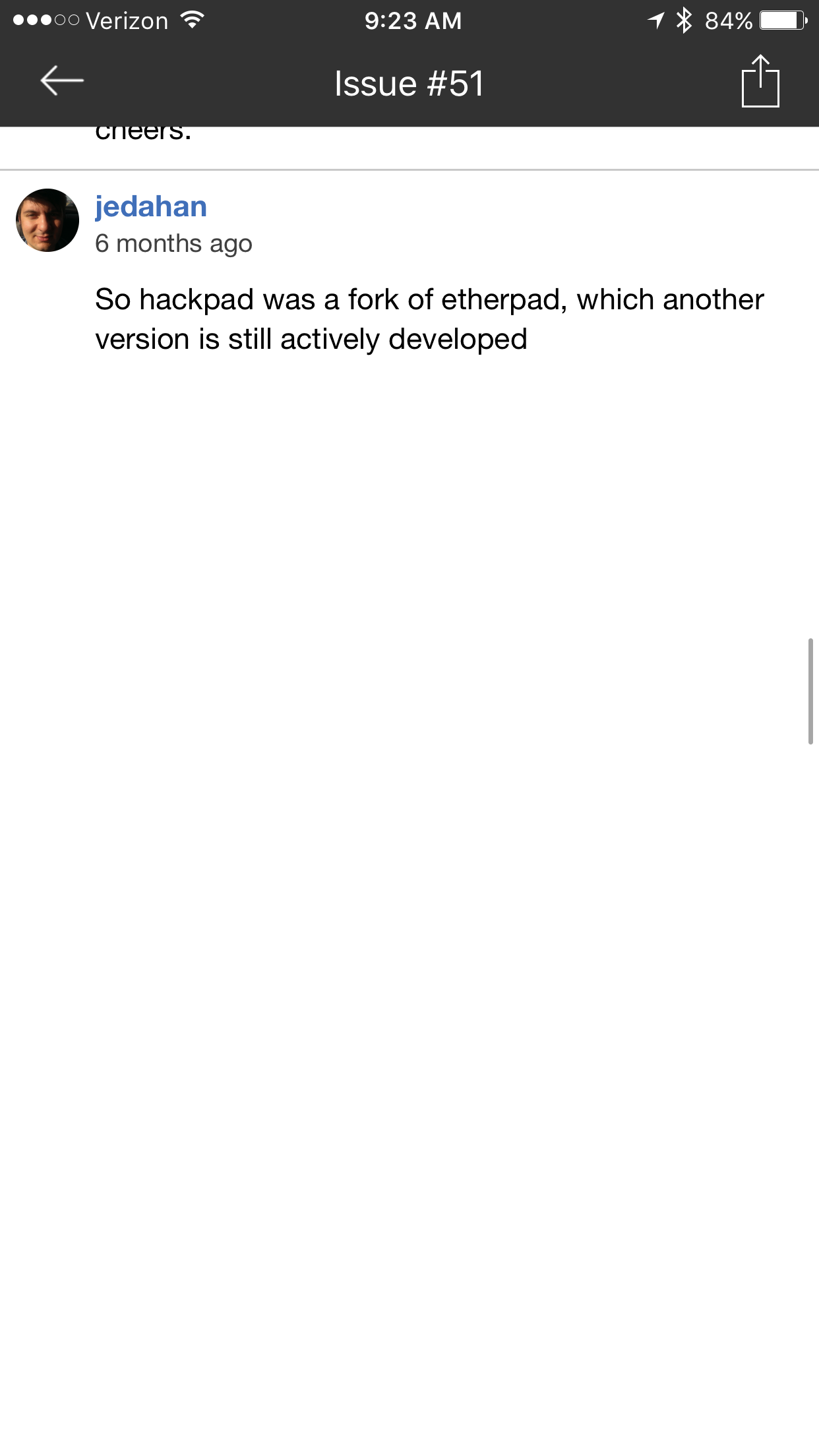 rendering failure, half-empty page of comments on iOS