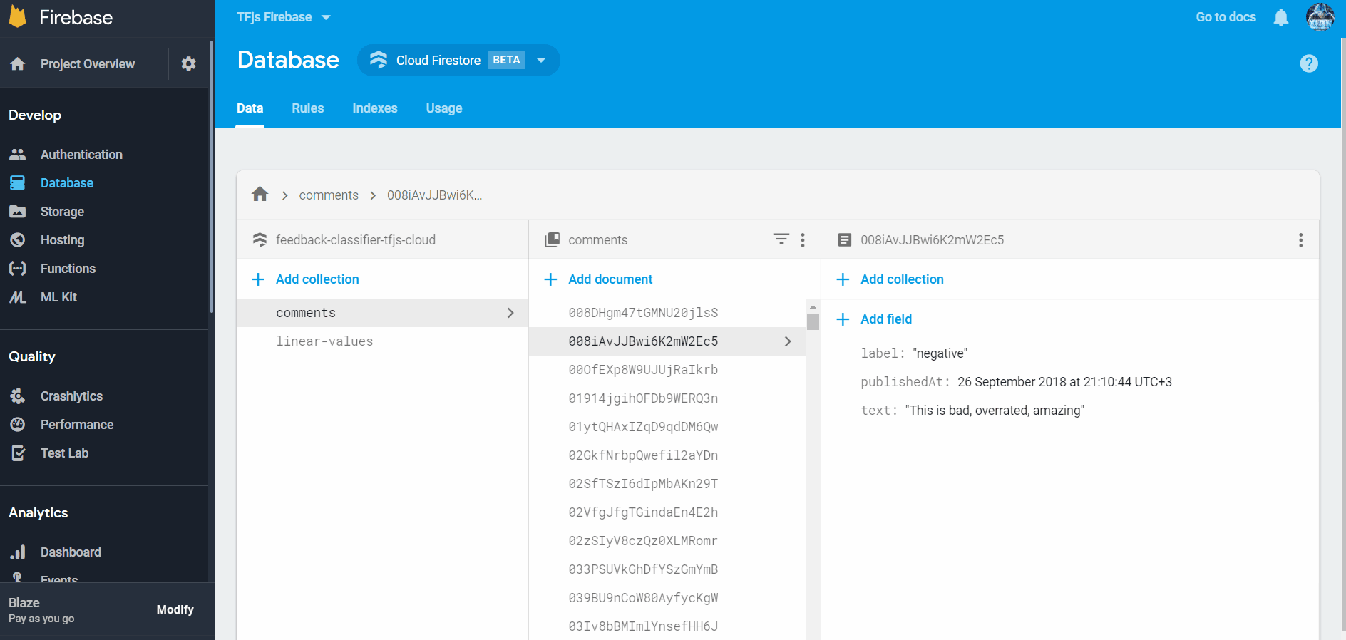 Doing predictions with the model, gif