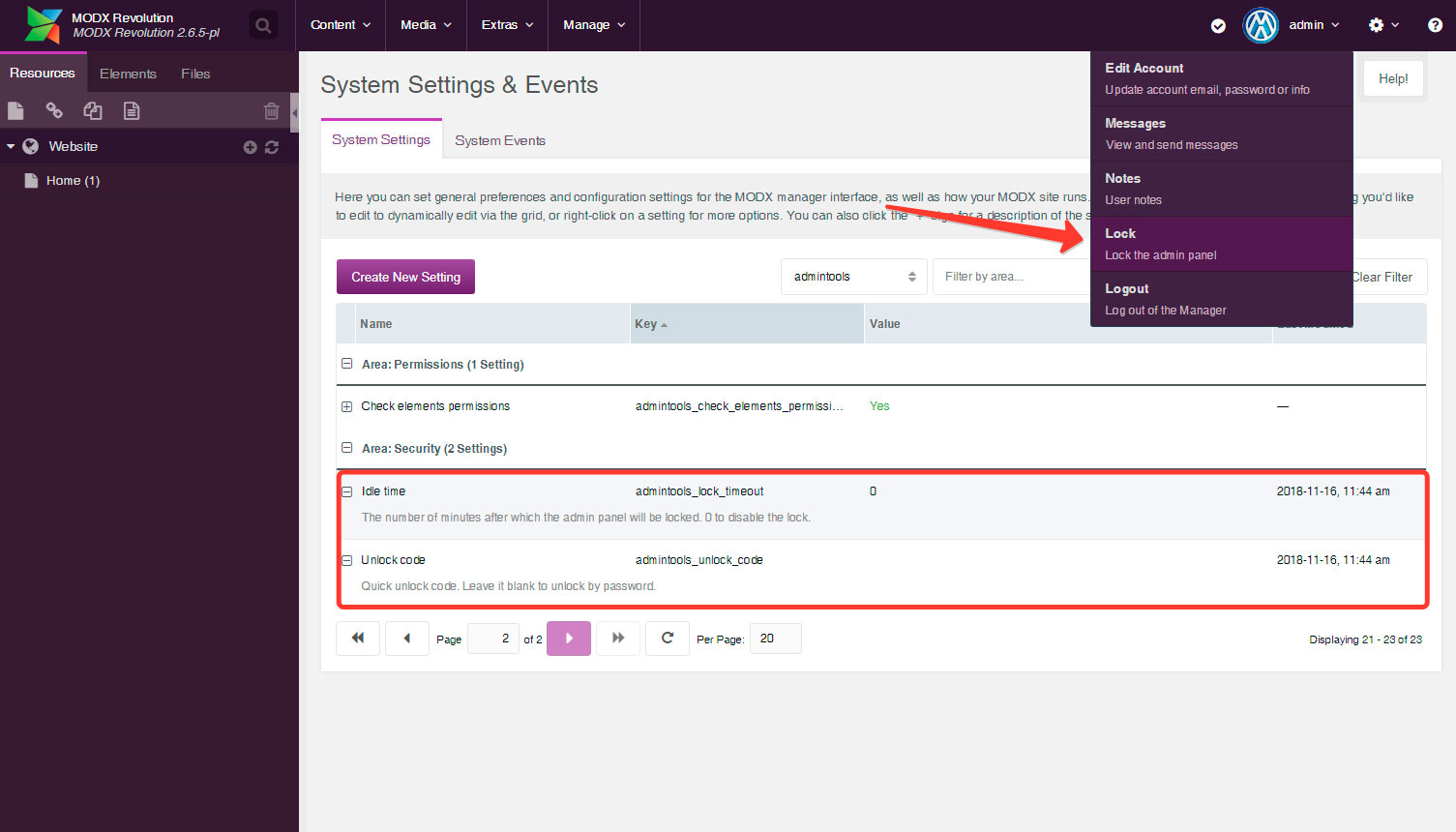 Lock admin panel