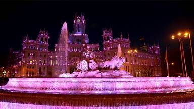 Cibeles Fountain and Madrid City Hall lit for International Women's Day, Madrid, Spain (© dpa picture alliance/Alamy)