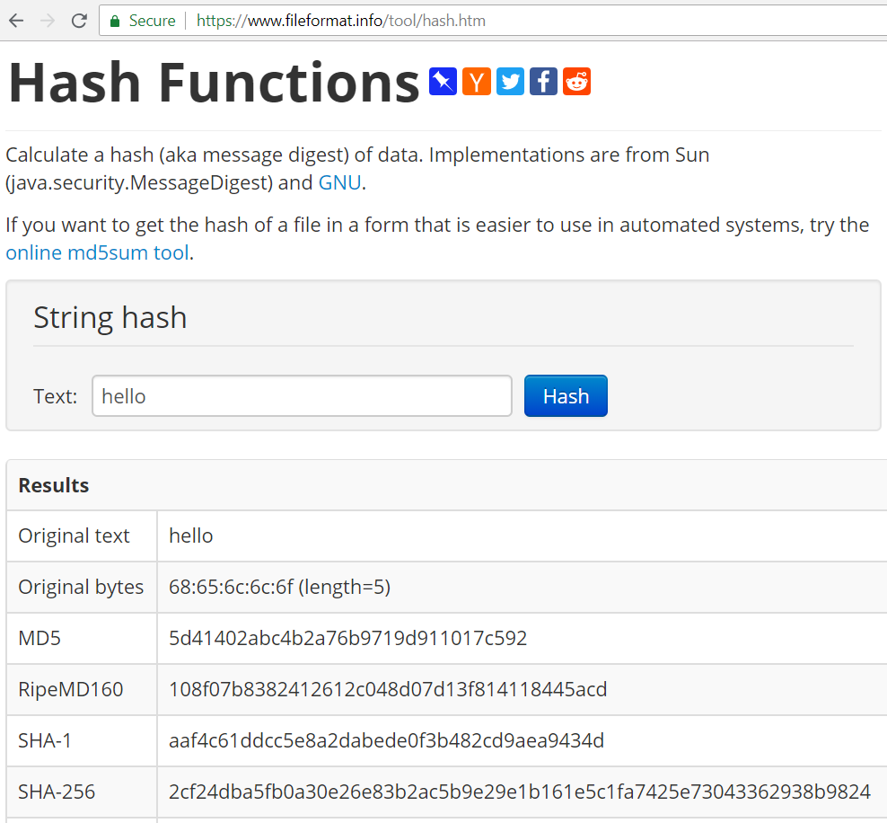 Cryptographic Hash Functions - Live Demo