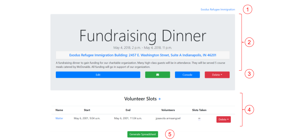 Event view page