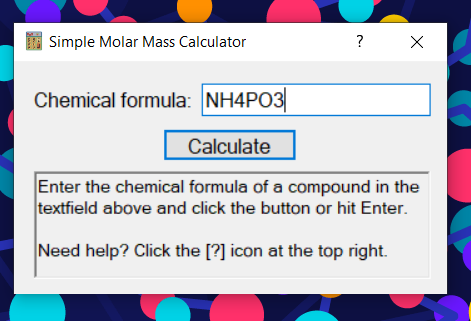 Screenshot showing user interface with filled formula