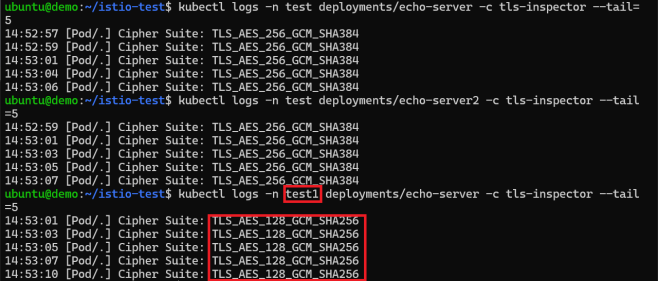 log comparing the priority of namespace annotations and cluster-level settings