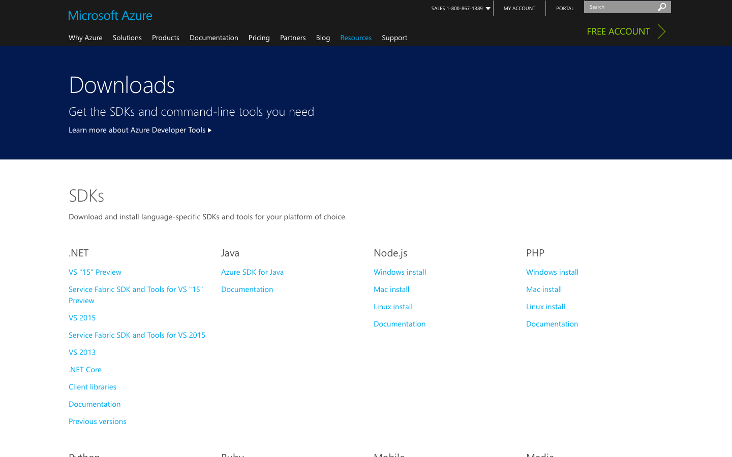 Microsoft Azure SDK Download
