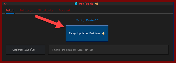 a screenshot showing the easy update button