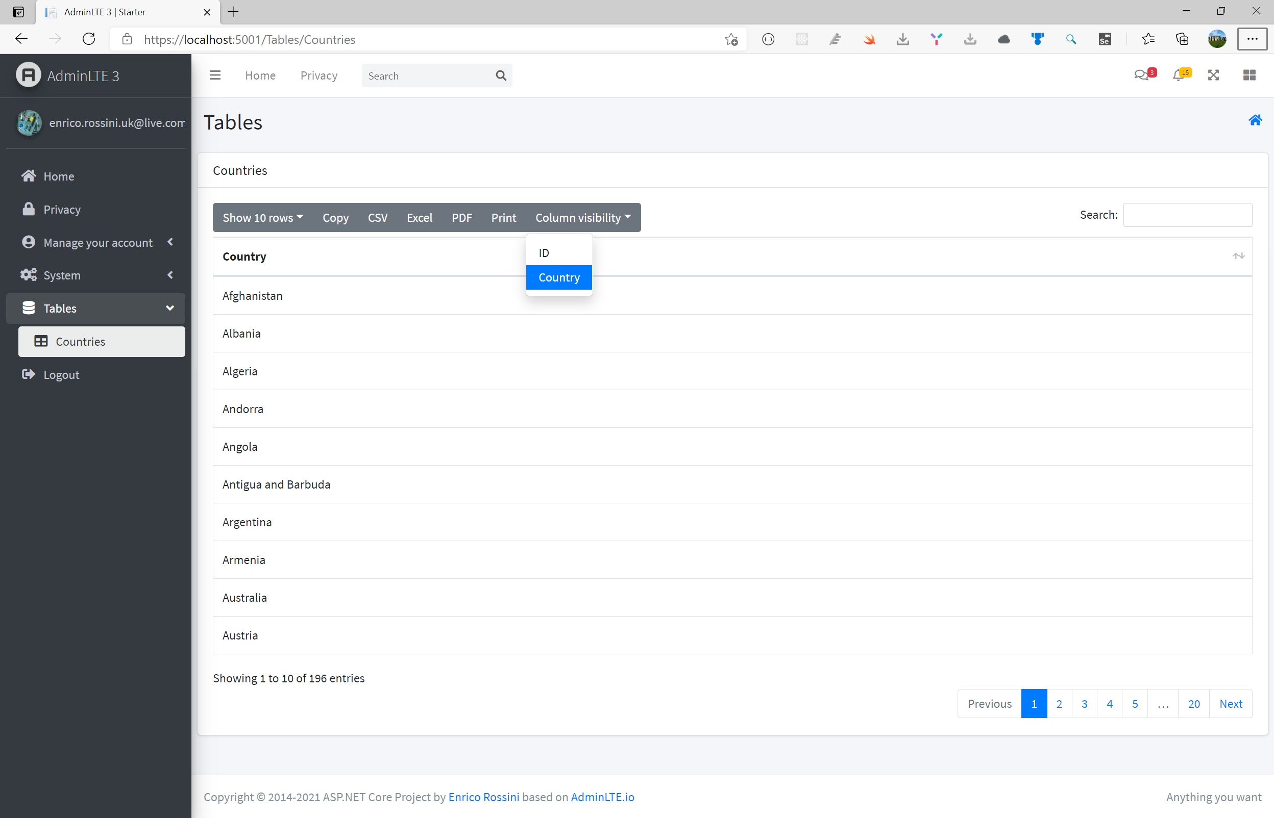 Integration with DataTables