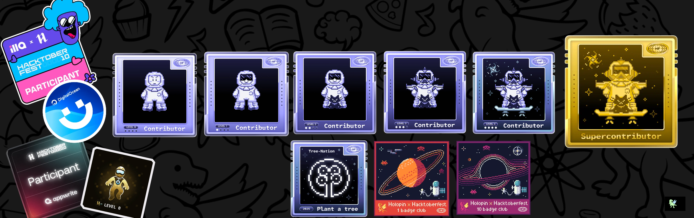 An image of @afraar998's Holopin badges, which is a link to view their full Holopin profile