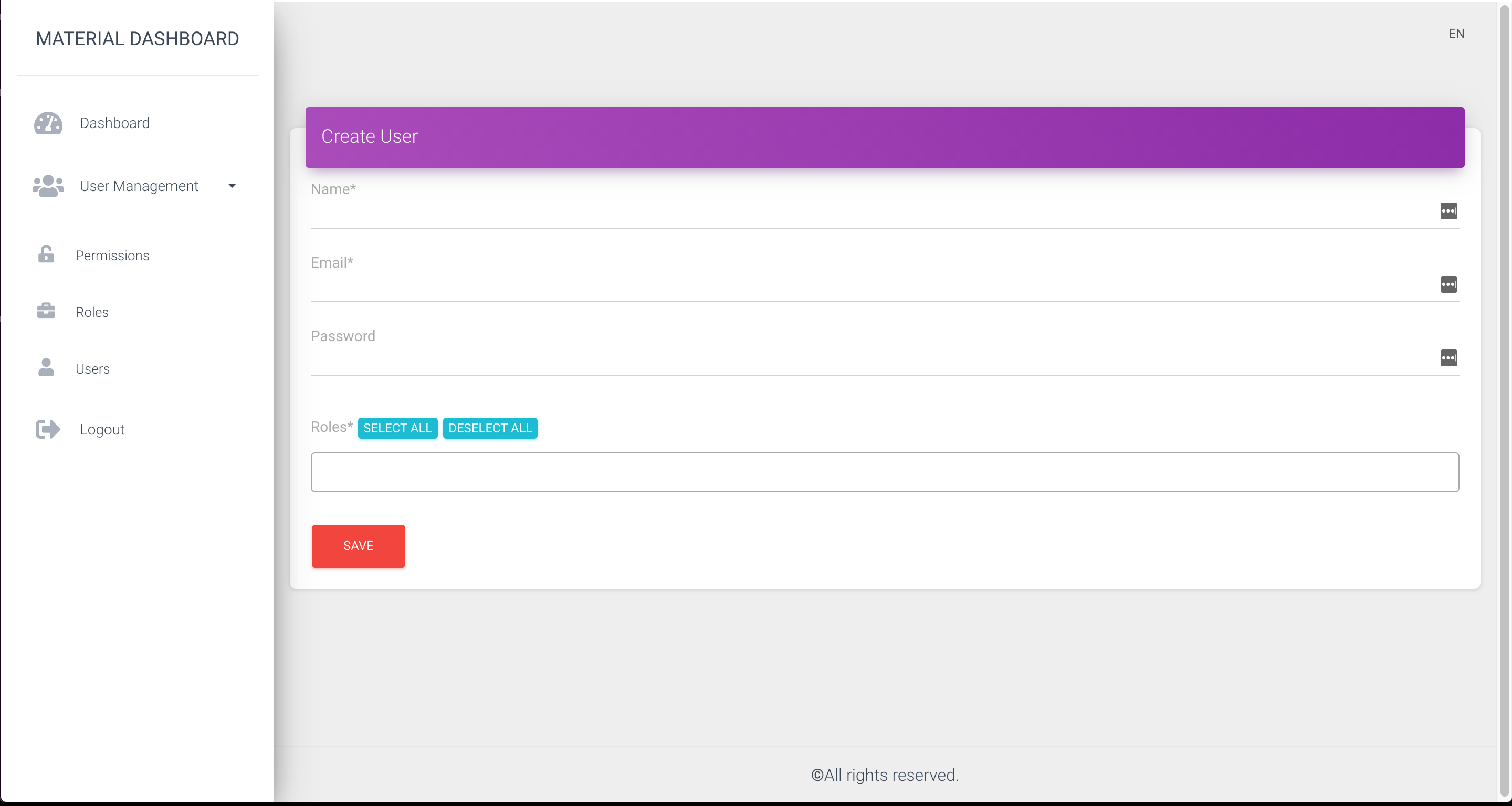 Laravel Material Dashboard screenshot 03