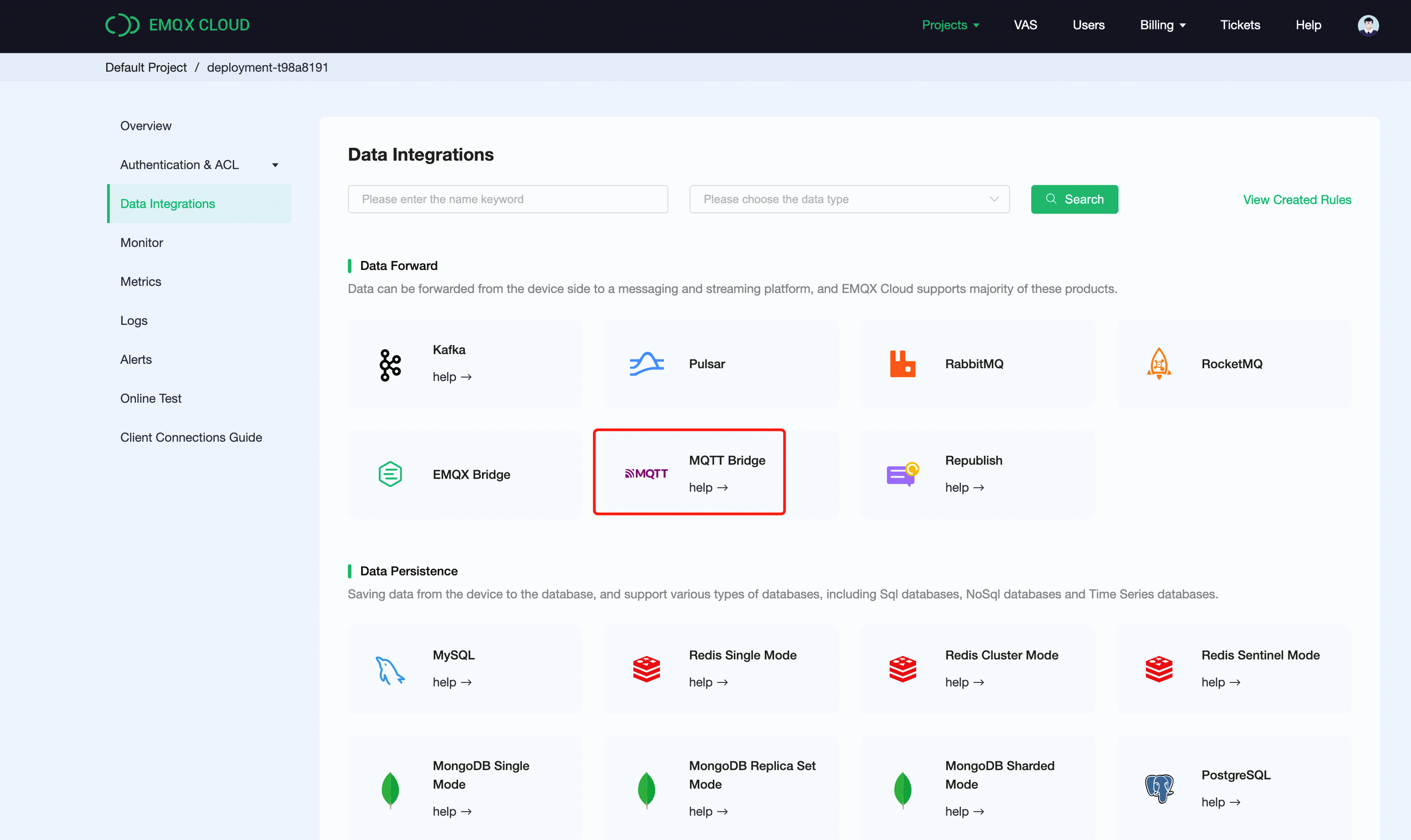 EMQX Cloud data integration