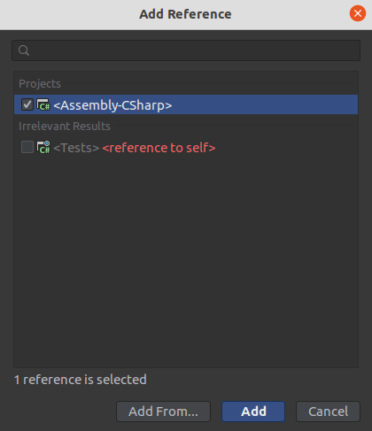 Reference the Unity project