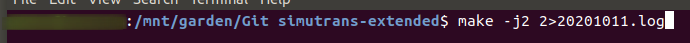 "make -j2 2>20201011.log" at the command line