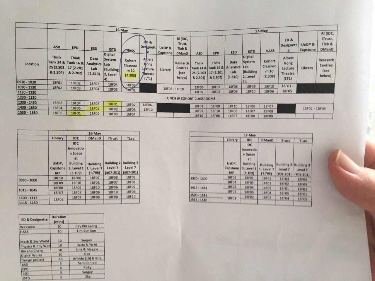 Discovery Week Timetable