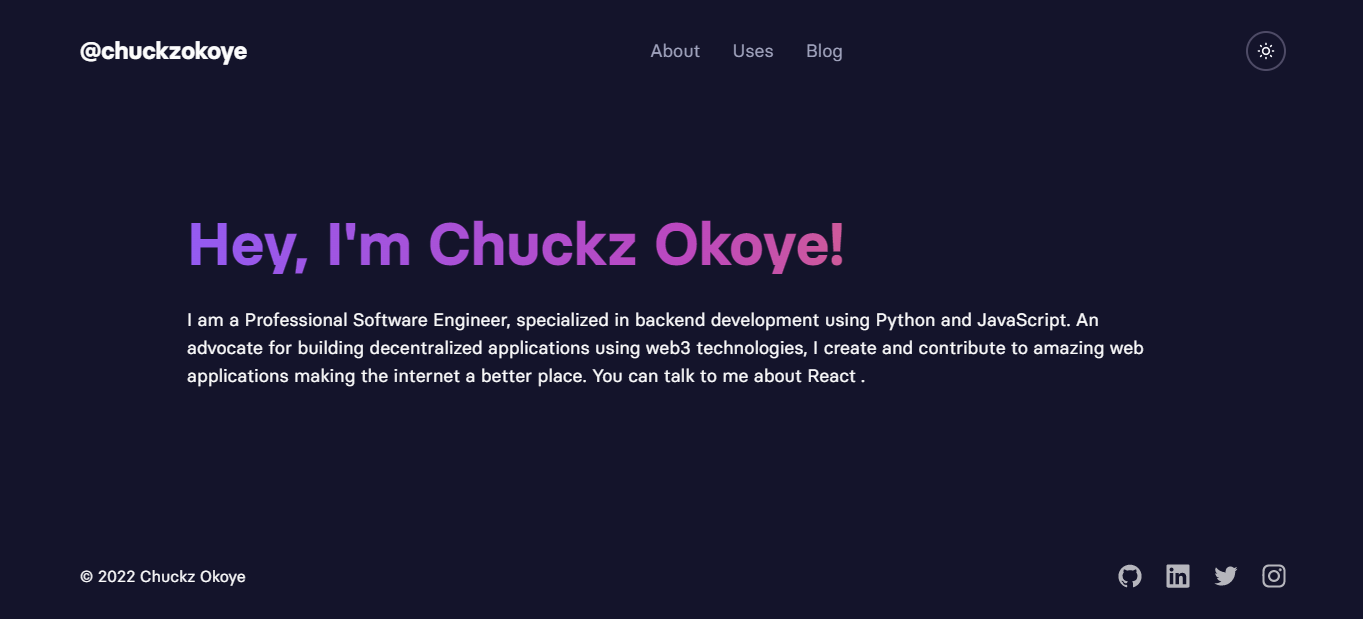 Chuckz Okoye - Software Engineer and Developer